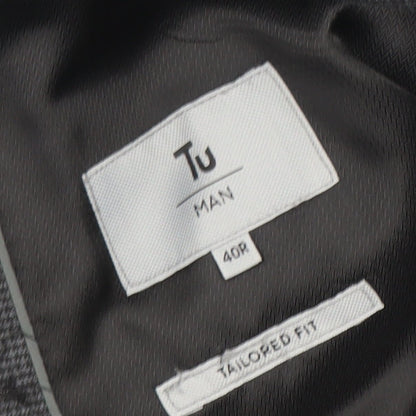 Tu Man Grey 40R Tailored Fit Single Breasted Blazer Jacket