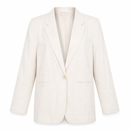 Front view of ASOS Design Women's Beige Single-Breasted Blazer UK 12 Polyester