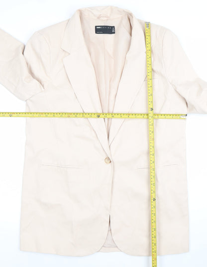 ASOS Design Women's Beige Single-Breasted Blazer UK 12 Polyester