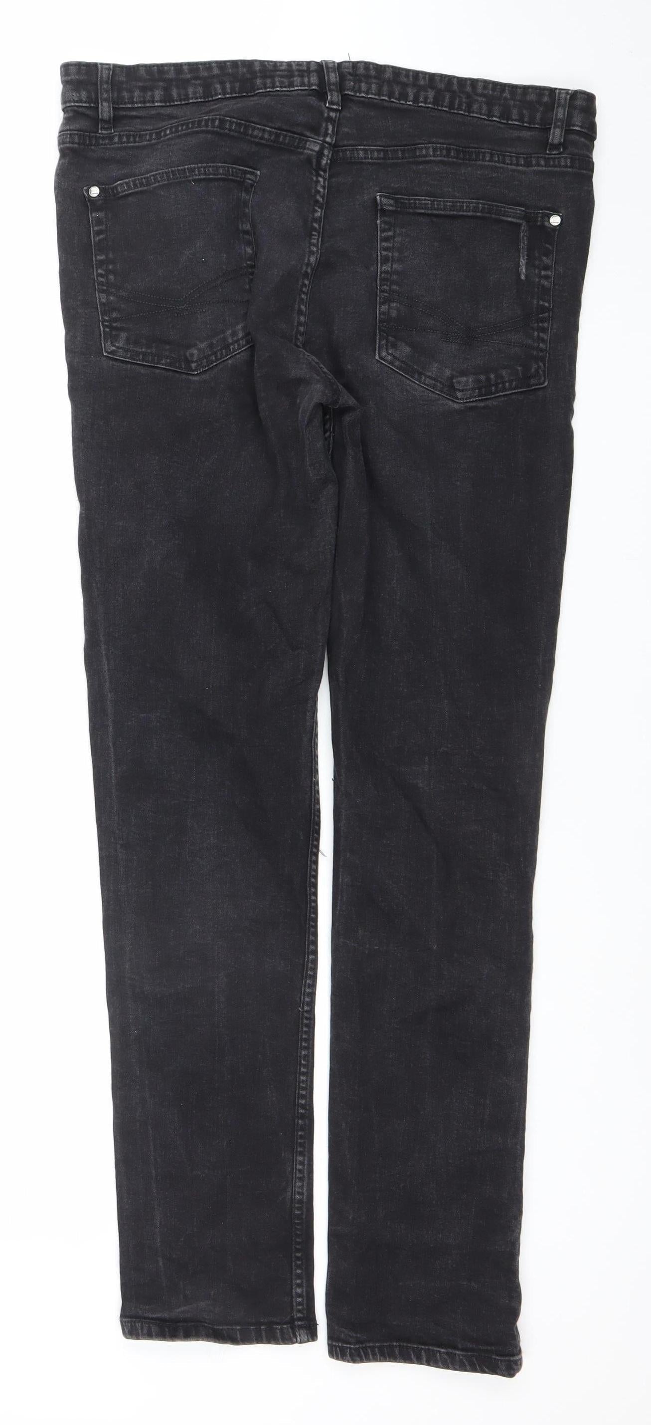 Firetrap Men’s Black Skinny Stretch Distressed Jeans 36L