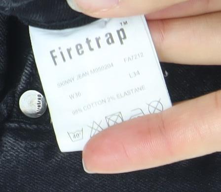 Firetrap Men’s Black Skinny Stretch Distressed Jeans 36L