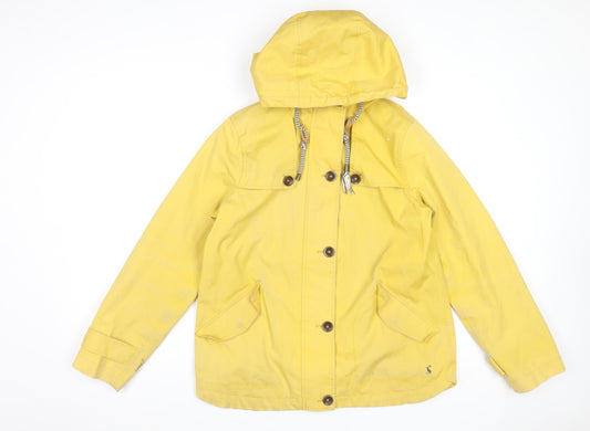 Joules Women Yellow Waterproof Hooded Rain Jacket Size 12