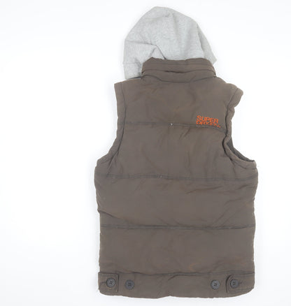 Mens UK Size S Superdry Brown Puffer Jacket