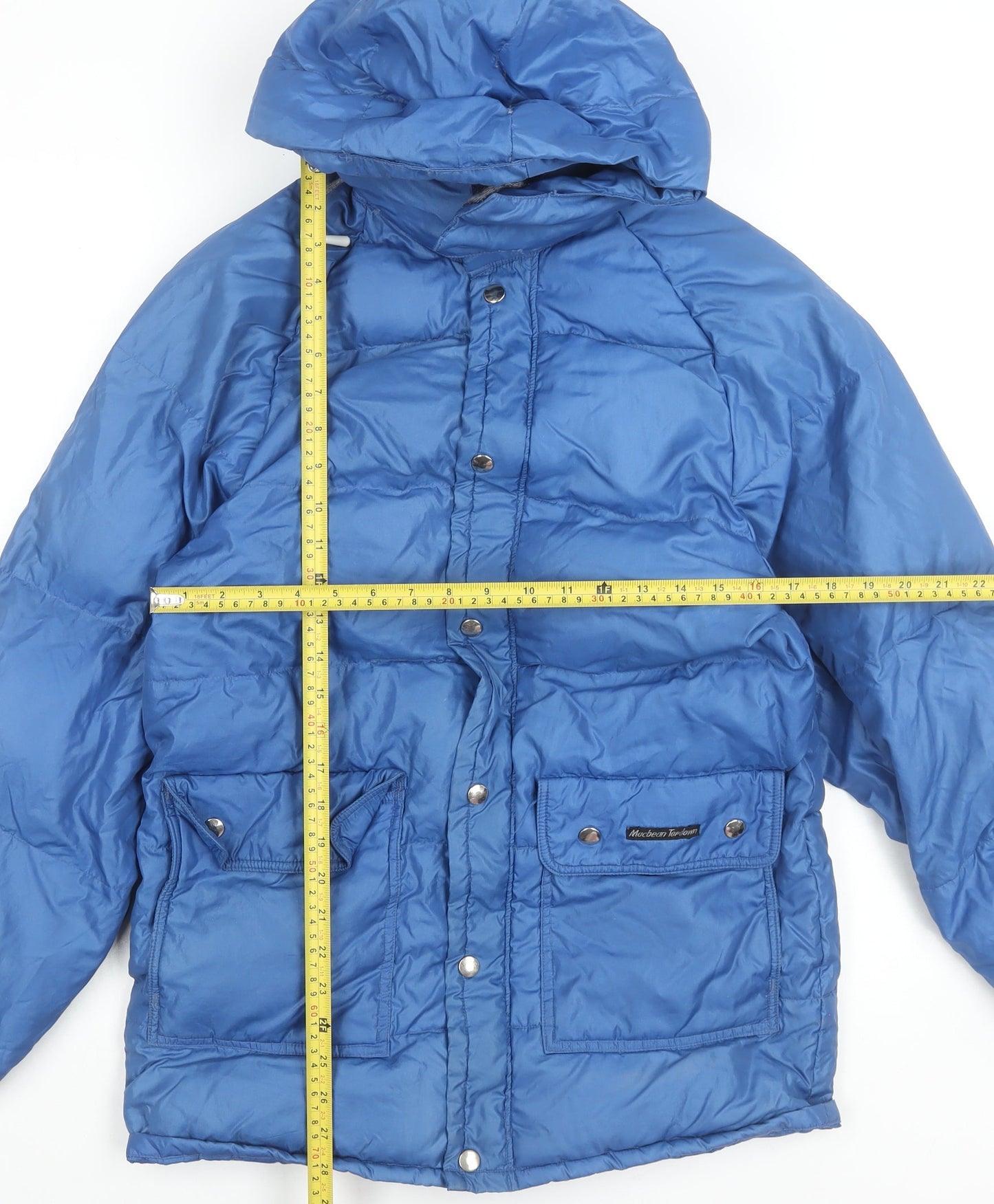 Macbean Men Blue Down Puffer Jacket S Hooded Winter Coat