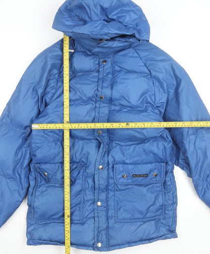 Macbean Men Blue Down Puffer Jacket S Hooded Winter Coat