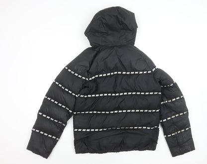 Nike Boys Black Puffer Jacket XL Hooded Winter Coat
