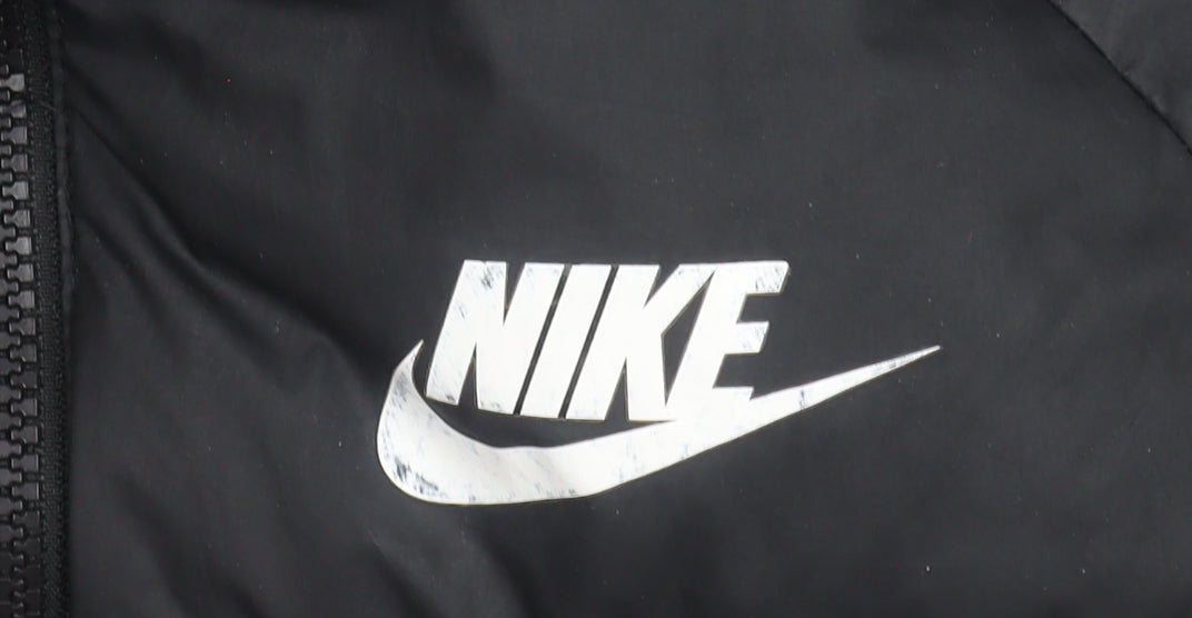 Nike Boys Black Puffer Jacket XL Hooded Winter Coat
