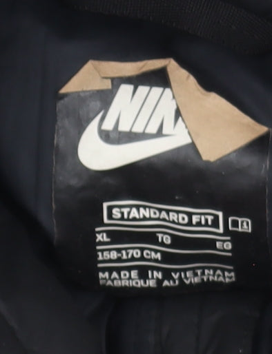 Nike Boys Black Puffer Jacket XL Hooded Winter Coat