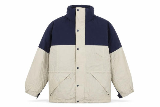 Jerzees Men's Beige & Navy Waterproof Parka Jacket Size L Outdoor