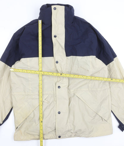 Jerzees Men's Beige & Navy Waterproof Parka Jacket Size L Outdoor