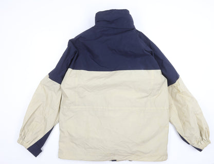 Jerzees Men's Beige & Navy Waterproof Parka Jacket Size L Outdoor