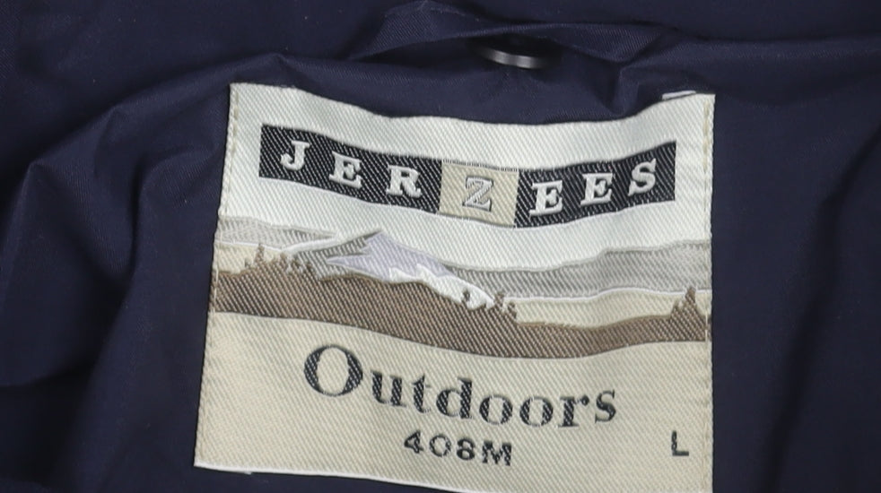 Jerzees Men's Beige & Navy Waterproof Parka Jacket Size L Outdoor