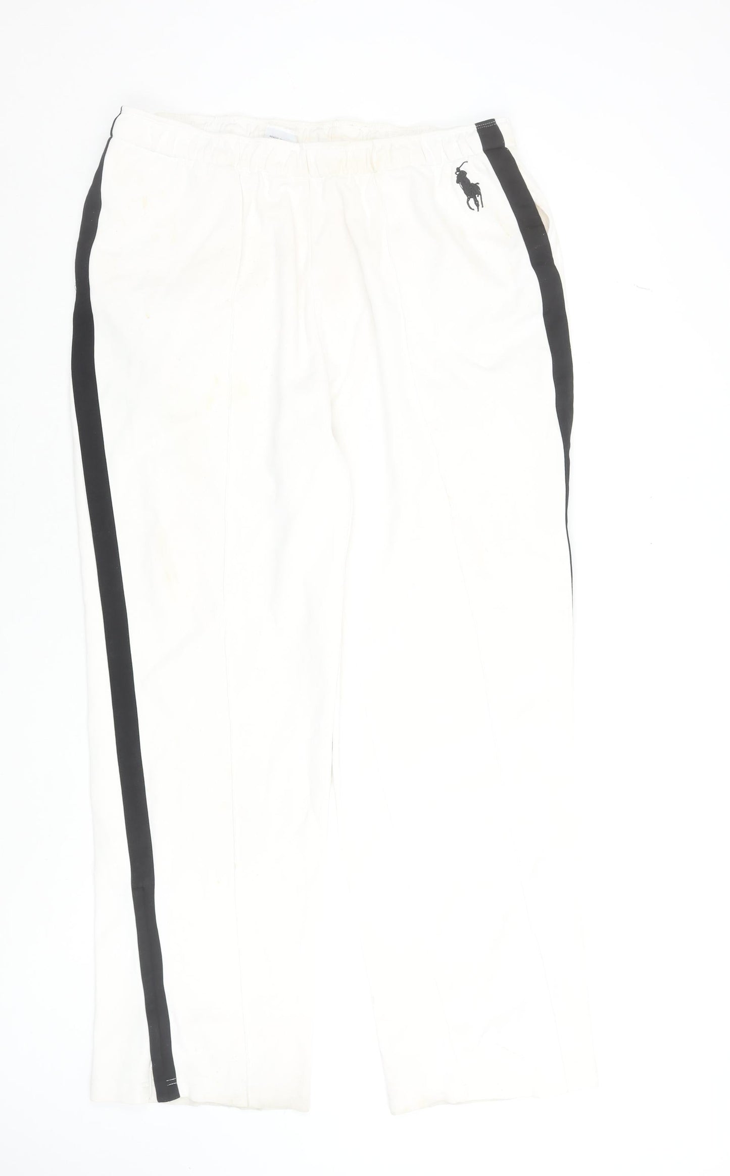 Ralph Lauren Men's White XL Sweatpants with Black Stripe