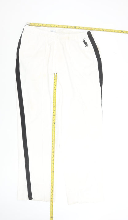 Ralph Lauren Men's White XL Sweatpants with Black Stripe