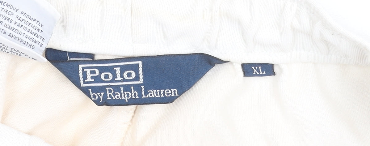 Ralph Lauren Men's White XL Sweatpants with Black Stripe