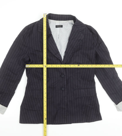 F.D.S. by Fleur de Sel Women's Black Pinstripe Blazer Size 8 Slim Fit