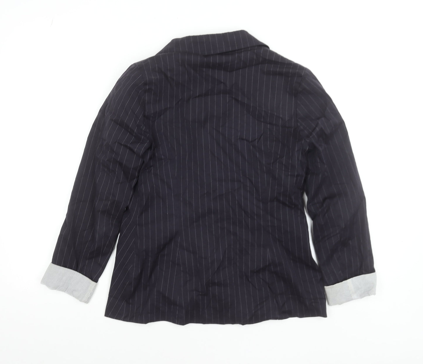 F.D.S. by Fleur de Sel Women's Black Pinstripe Blazer Size 8 Slim Fit