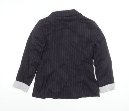 F.D.S. by Fleur de Sel Women's Black Pinstripe Blazer Size 8 Slim Fit