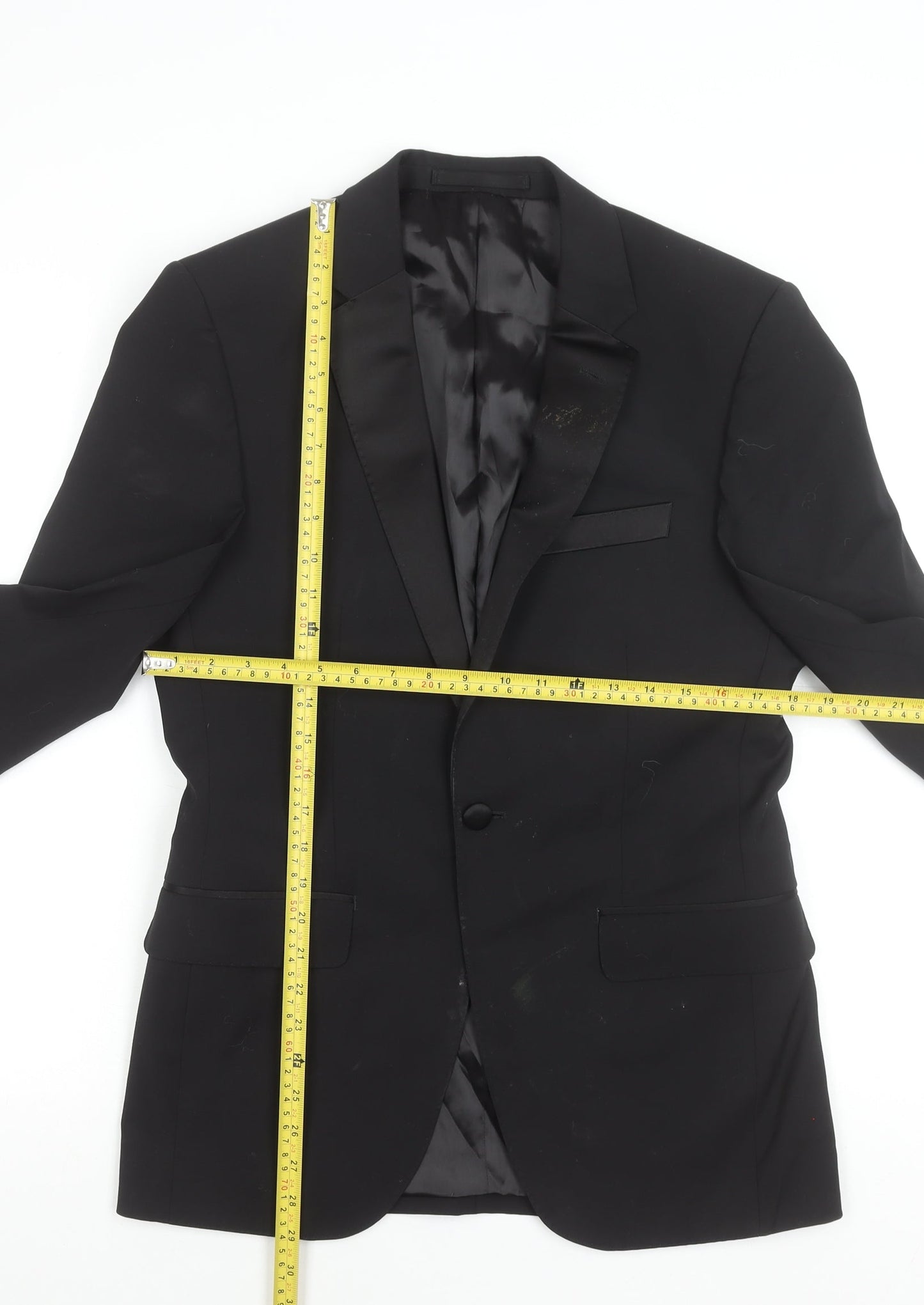 Marks and Spencer Men’s Black Wool Blend 36in Shawl Lapel Jacket
