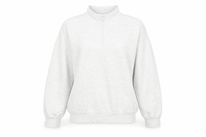 Front view of ASOS Design Women's Grey 1/2 Zip Sweatshirt UK 14 Cotton Blend