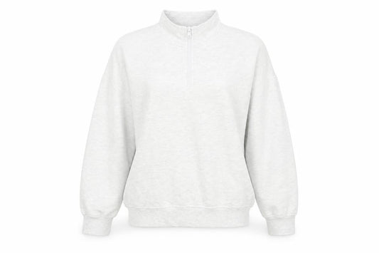 Front view of ASOS Design Women's Grey 1/2 Zip Sweatshirt UK 14 Cotton Blend