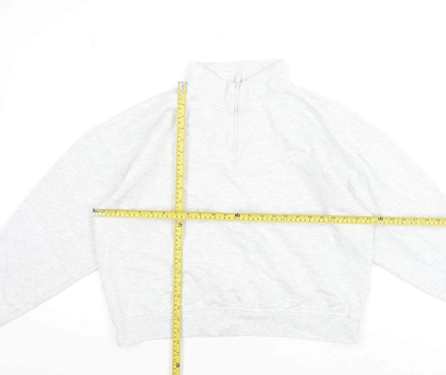 ASOS Design Women's Grey 1/2 Zip Sweatshirt UK 14 Cotton Blend