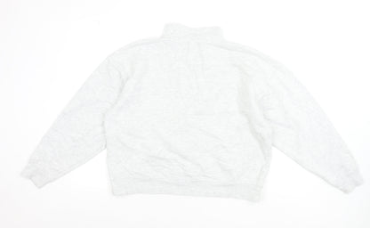 ASOS Design Women's Grey 1/2 Zip Sweatshirt UK 14 Cotton Blend
