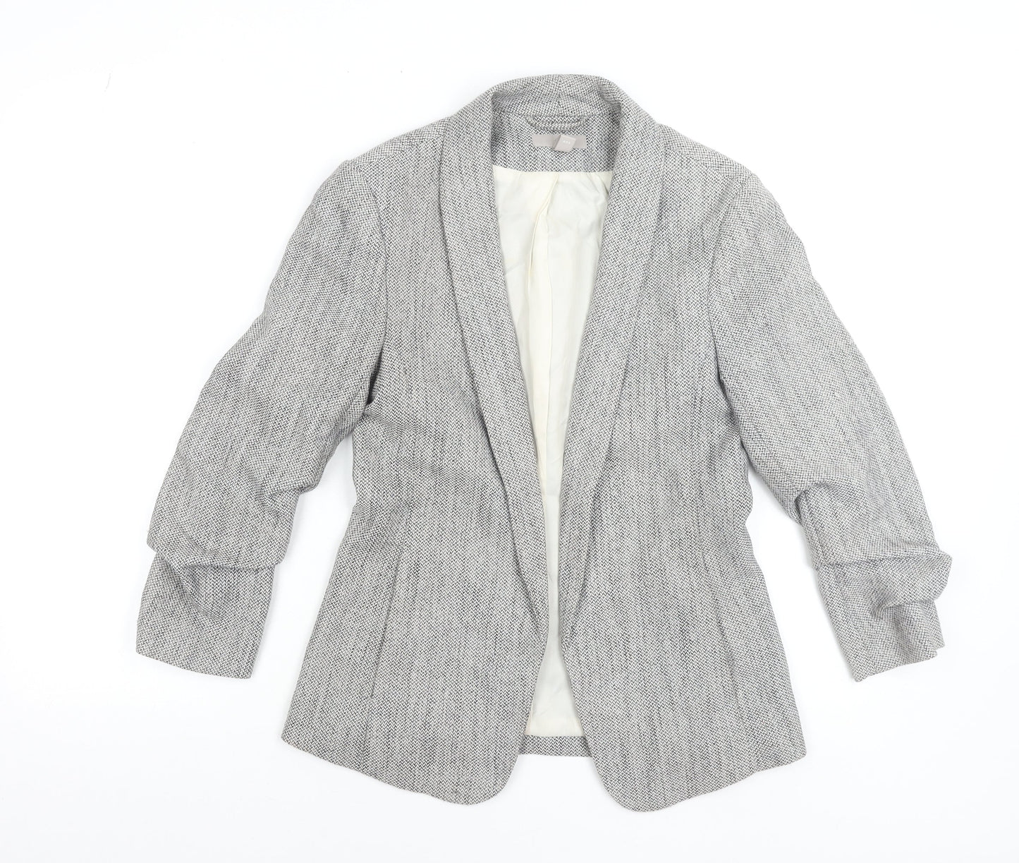 H&M Women's Grey Size 8 Shawl Collar Single-Breasted Blazer