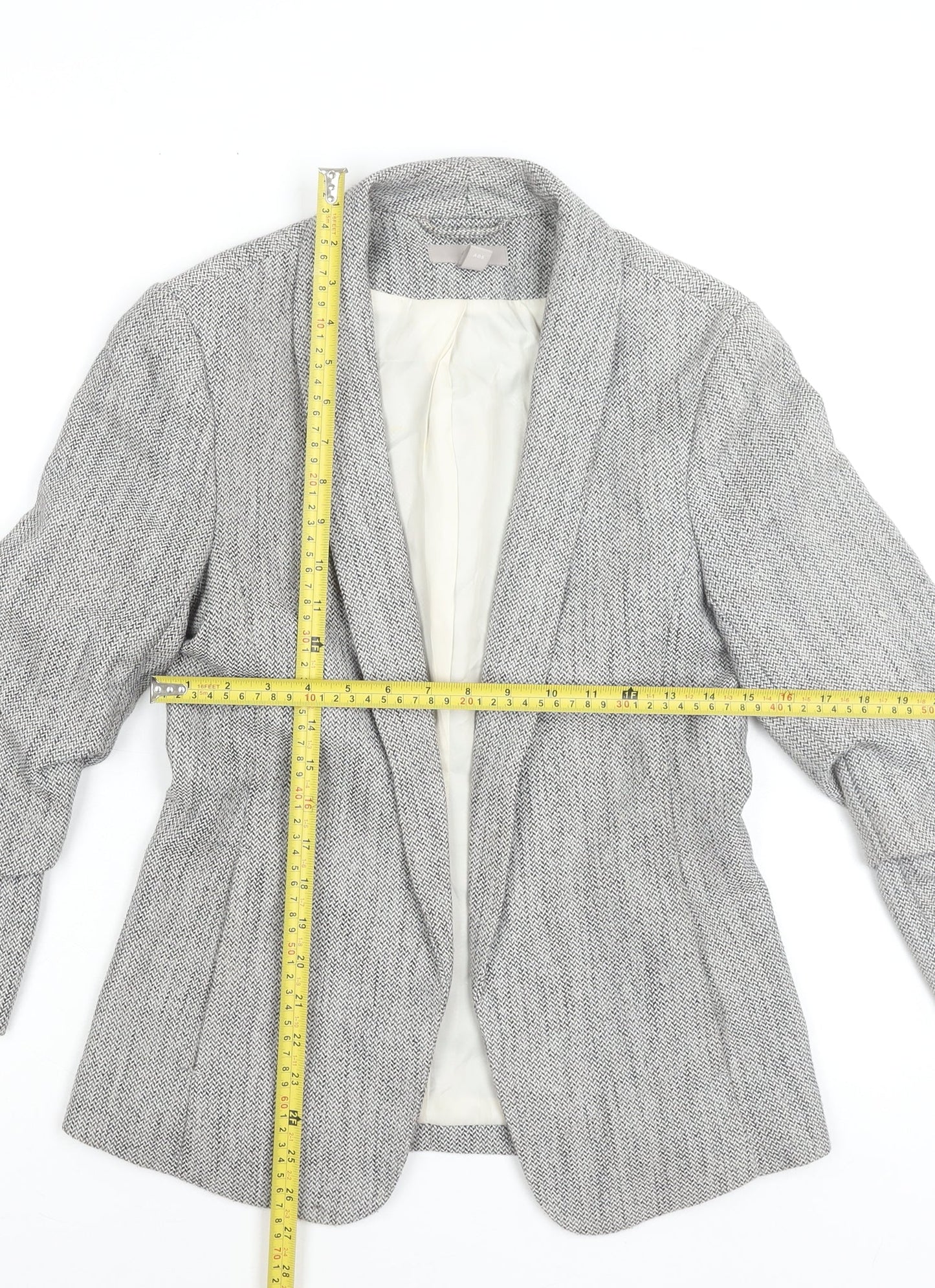 H&M Women's Grey Size 8 Shawl Collar Single-Breasted Blazer