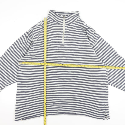 GAP Women Navy White Striped 1/2 Zip Cotton Pullover Sweatshirt L