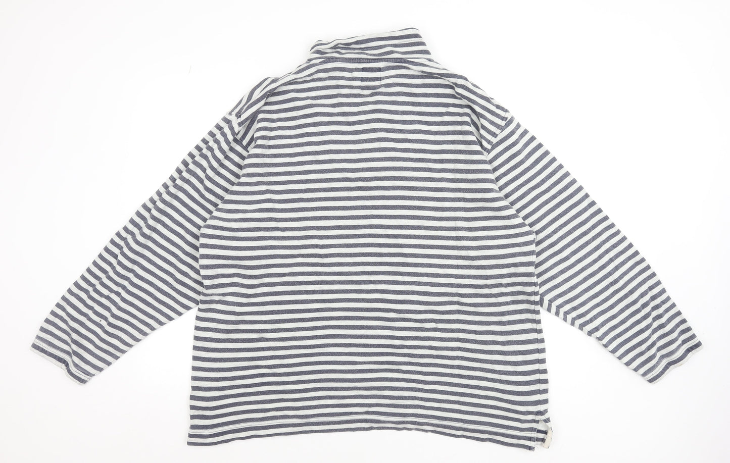 GAP Women Navy White Striped 1/2 Zip Cotton Pullover Sweatshirt L