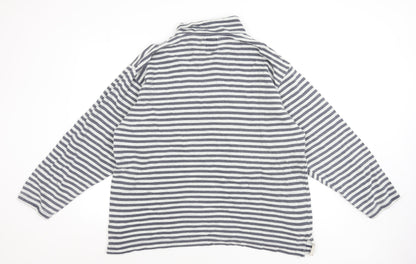 GAP Women Navy White Striped 1/2 Zip Cotton Pullover Sweatshirt L