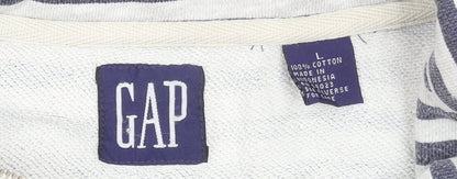 GAP Women Navy White Striped 1/2 Zip Cotton Pullover Sweatshirt L