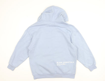 Blank Essentials Women’s Blue Pullover Hoodie Medium Cotton Blend