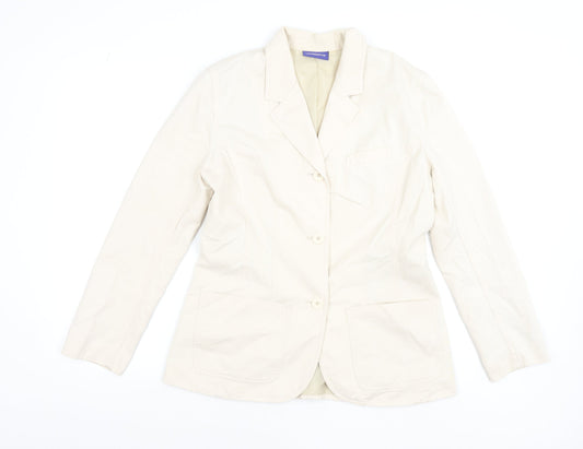 Liz Claiborne Women Beige Cotton Blazer Jacket Size 8
