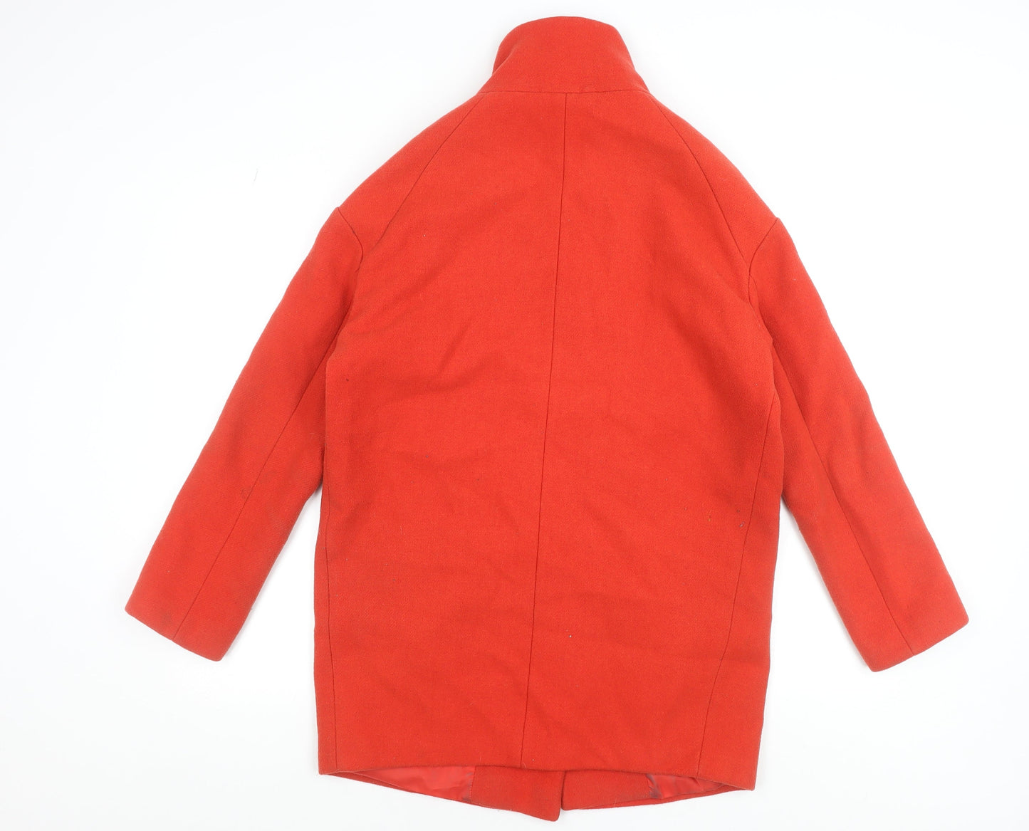 Oasis Women's Red Wool Blend Buttoned Mid-Length Coat Size S