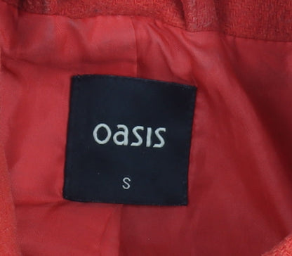 Oasis Women's Red Wool Blend Buttoned Mid-Length Coat Size S