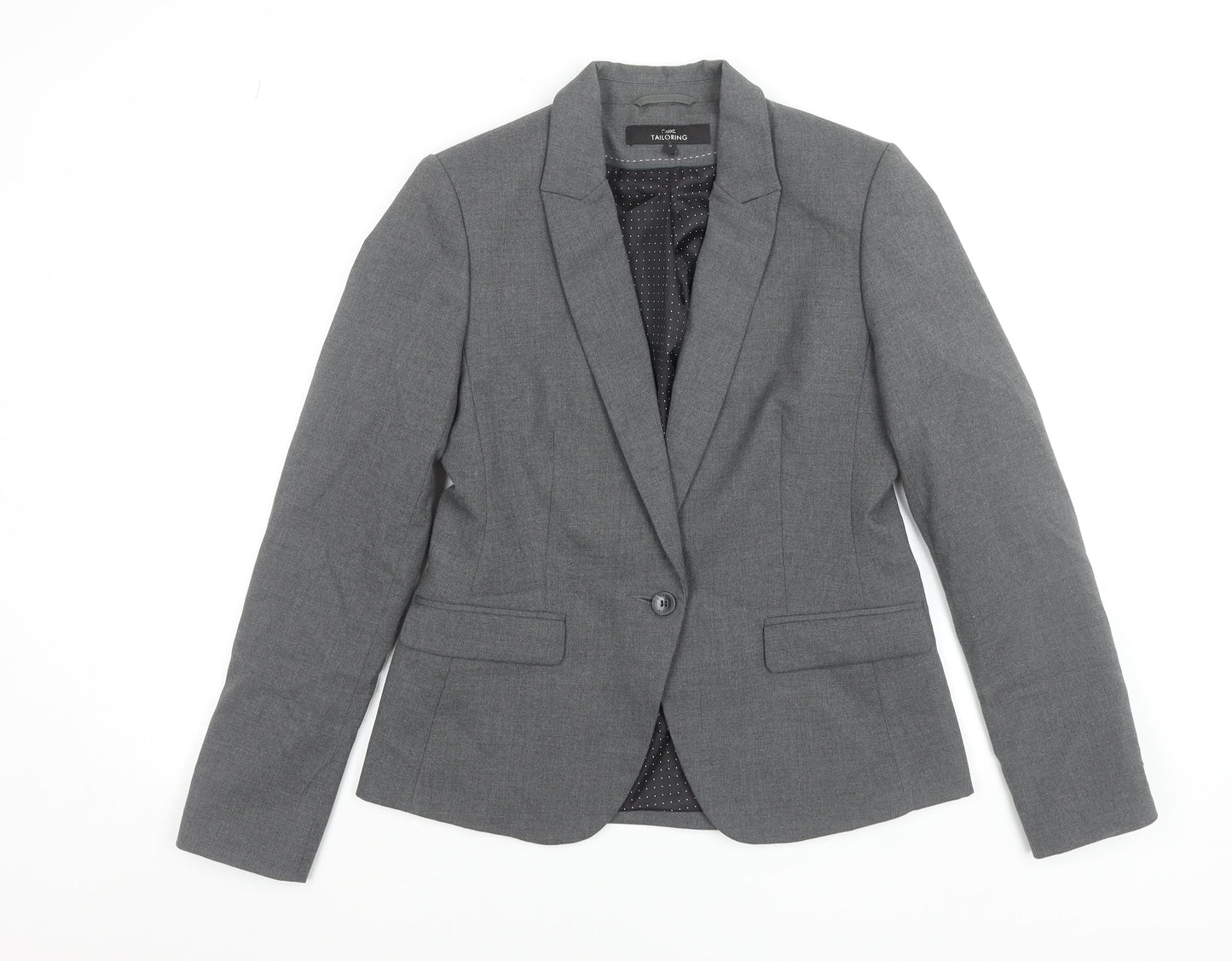 Next Women Grey Tailoring Single-Breasted Blazer Size 12