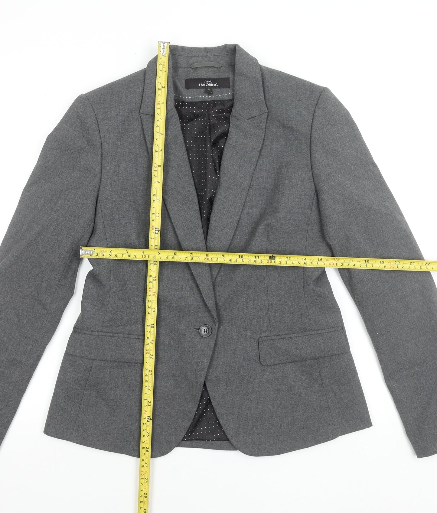 Next Women Grey Tailoring Single-Breasted Blazer Size 12