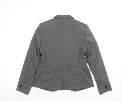 Next Women Grey Tailoring Single-Breasted Blazer Size 12