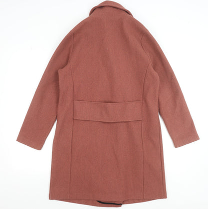 Tu Womens Brown Pea Coat Size 8 Buttoned Mid-Length Wool Style Classic