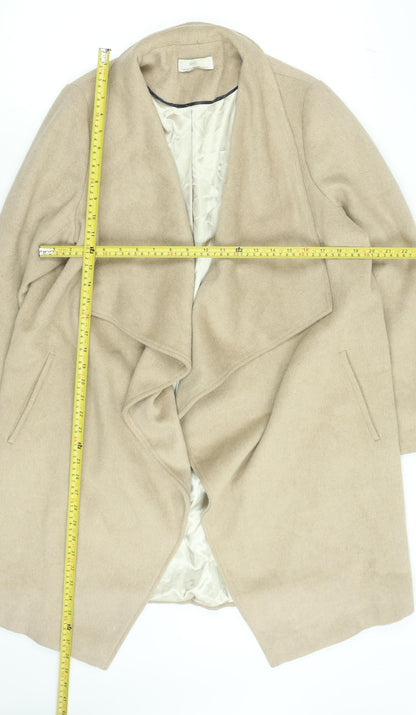 Wallis Women’s Beige Long Overcoat Size 14 Lined Classic Twill Jacket