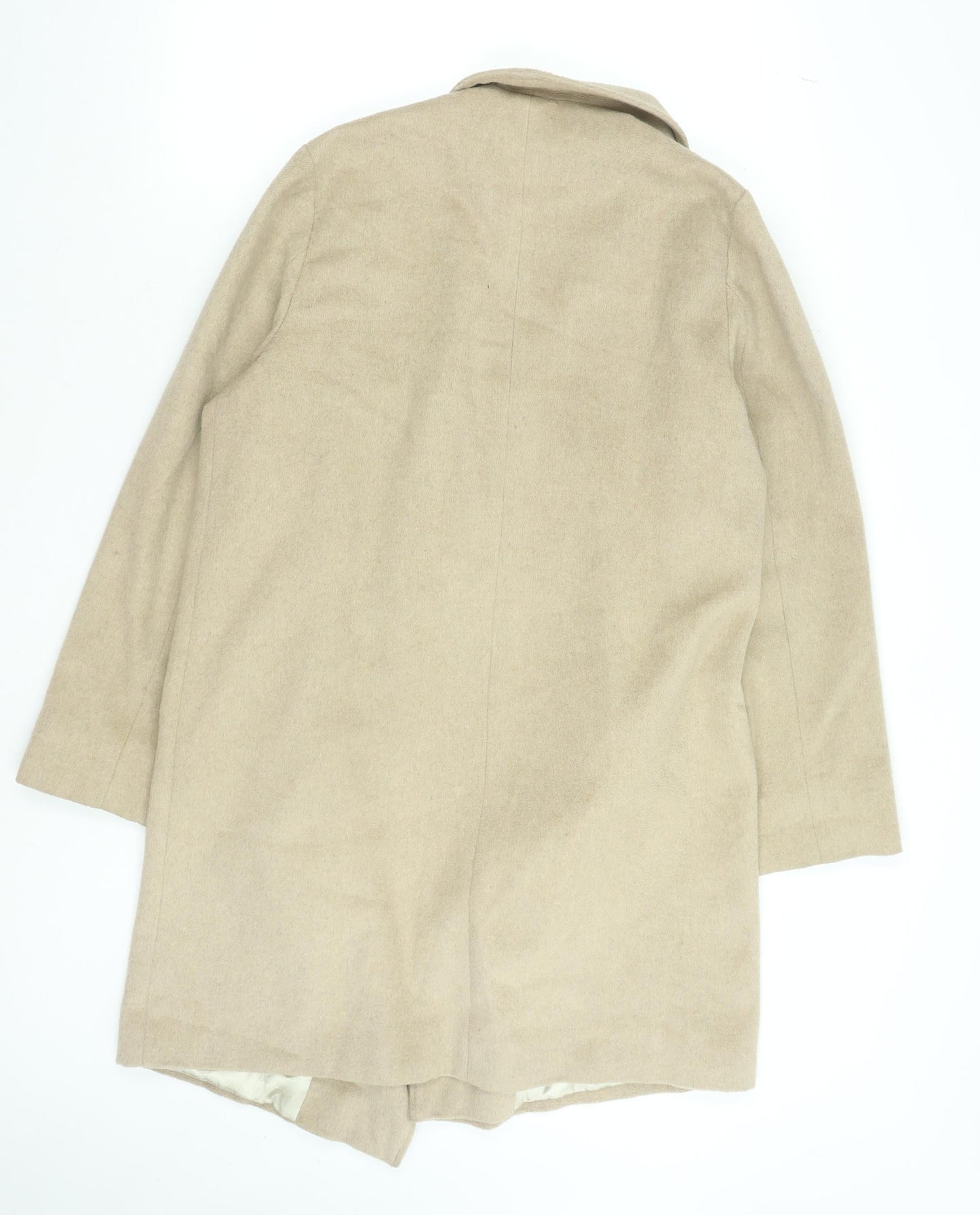 Wallis Women’s Beige Long Overcoat Size 14 Lined Classic Twill Jacket