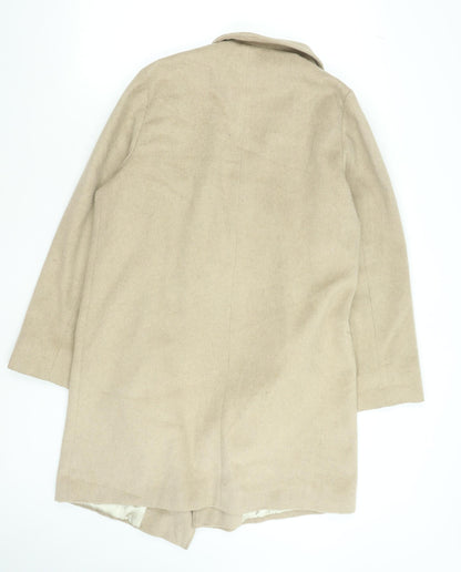 Wallis Women’s Beige Long Overcoat Size 14 Lined Classic Twill Jacket