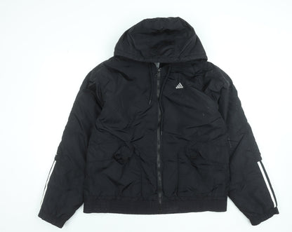 Adidas Men's Black Puffer Jacket M Hooded Full Zip Winter Coat