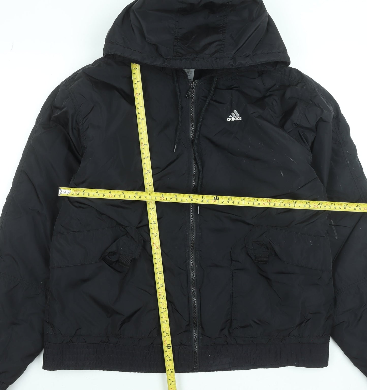 Adidas Men's Black Puffer Jacket M Hooded Full Zip Winter Coat
