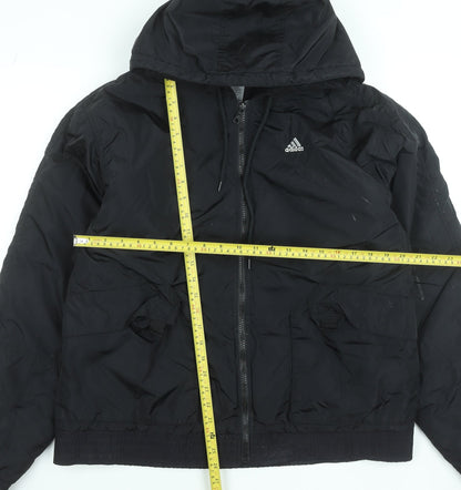Adidas Men's Black Puffer Jacket M Hooded Full Zip Winter Coat