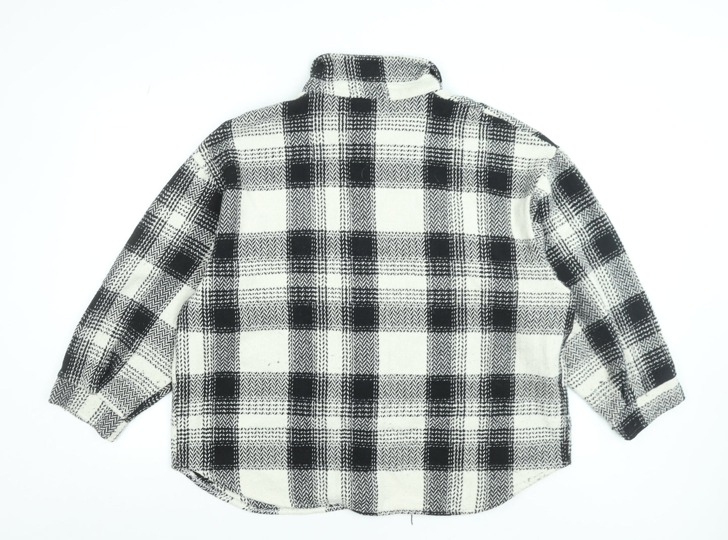 Boohoo Women Black Checked Flannel Button-Up Shirt Size 18