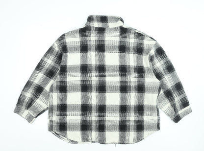 Boohoo Women Black Checked Flannel Button-Up Shirt Size 18