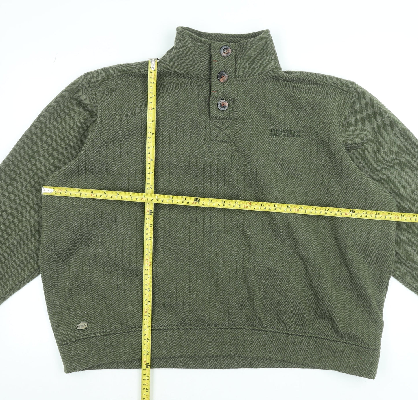 Mens UK Size 2XL Regatta Green Henley Sweatshirt